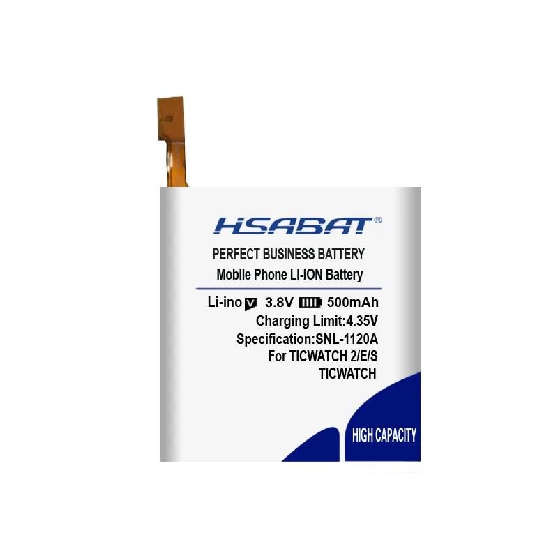 500 мАч HSABAT батарея для TICWATCH 2 2nd Gen для TICWATCH E для TICWATCH S батареи