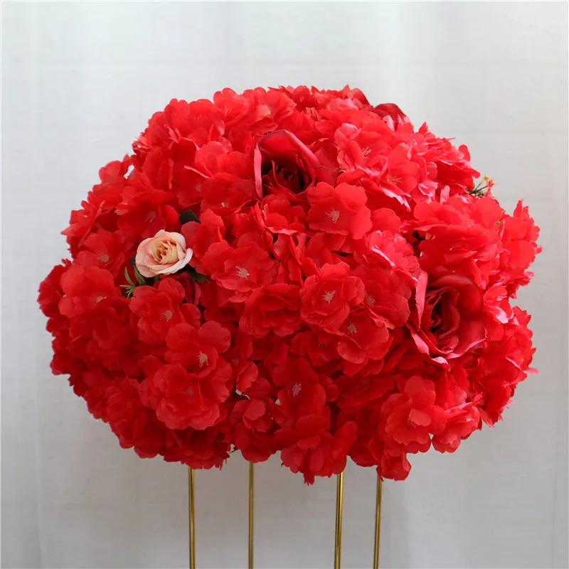 45cm red Романтический свадебный цветок вишни Арка ряд цветов Искусственный шелк цветок домашний отель обеденный стол цветок шар Рождественское украшение - Цвет: 45cm red