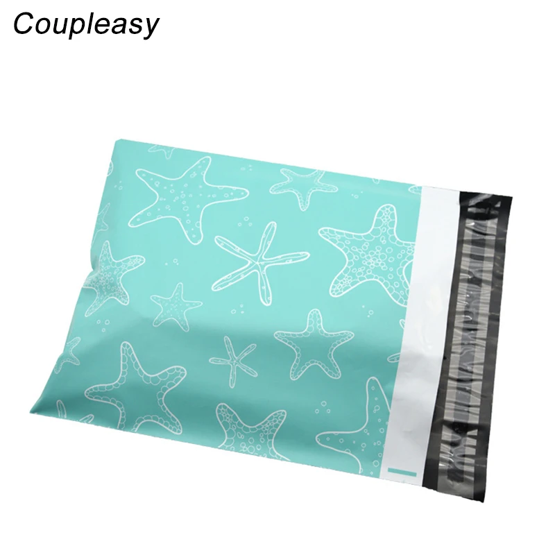 50Pcs 26x33cm Starfish Print Plastic Envelope Self Adhesive Courier Bag Poly Mailer Plastic Shipping Bags Express Storage Bag