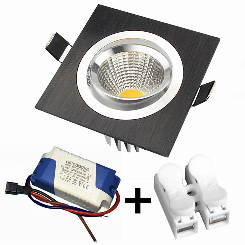 

1xFree shipping LED square COB Downlight Dimmable 85-265V 5W 7W 10W Recessed Led ceiling lamp Spot light Bulbs Indoor Lighting
