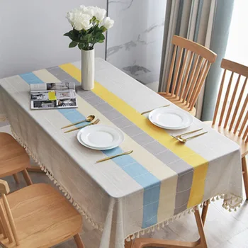 

Stripes Tablecloth Living Room Dining Table Decorative Tablecloth Waterproof Oil Resistant Tablecloth