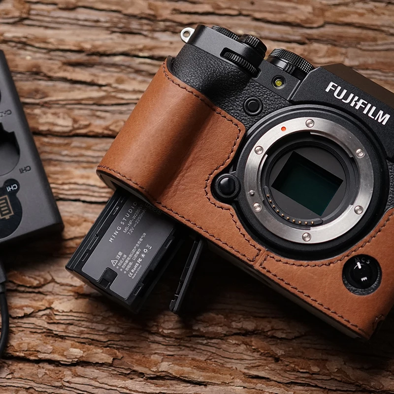 Case da Câmera de Couro Fuji Câmera Stone Artesanal Genuíno Vídeo Meio Bolsa Bodysuit X-t4 Xt4 Mr. - Image 4
