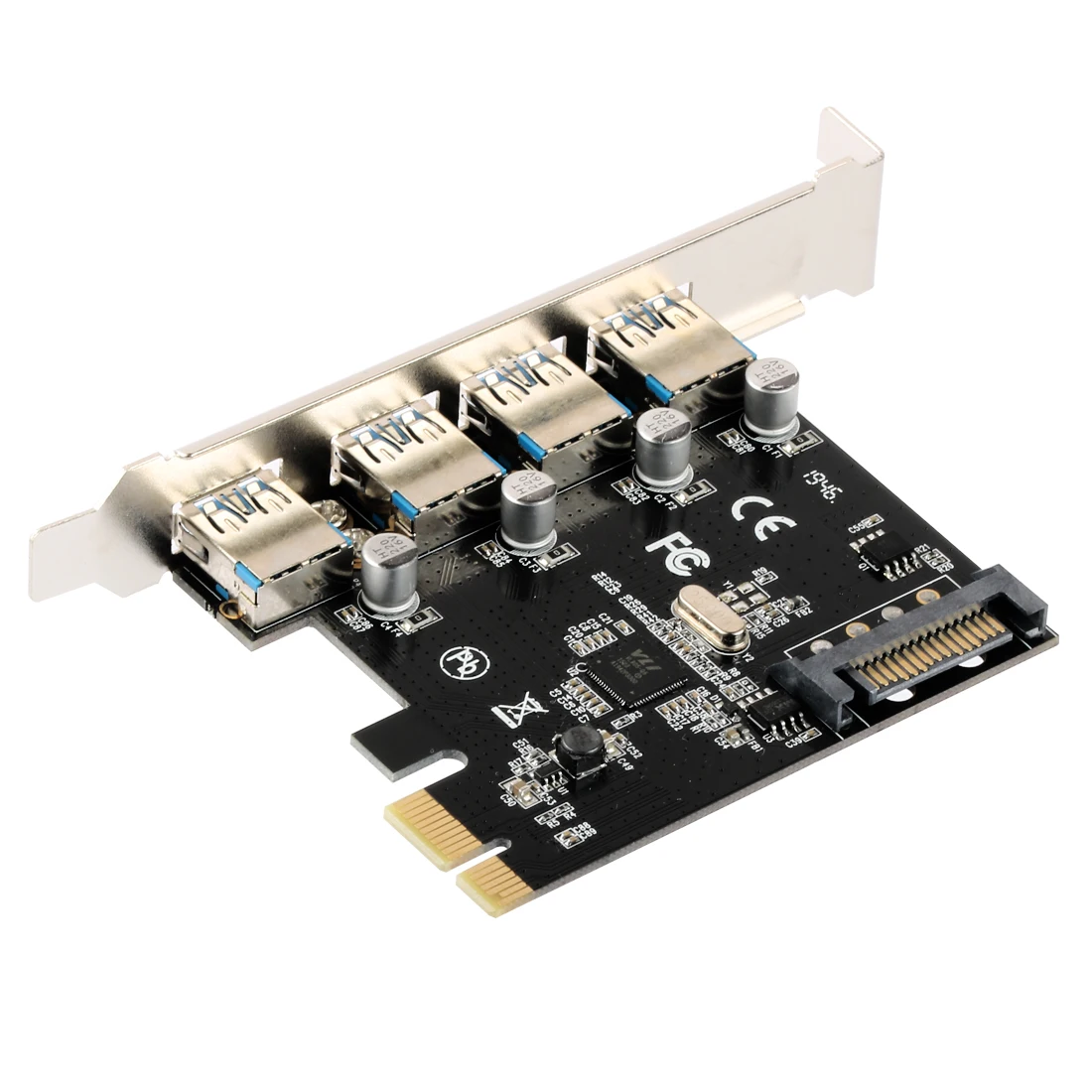 4 포트 USB 3.0 PCI-e 확장 카드 PCI Express PCIe USB 3.0 허브 어댑터, 5Gbps 라이저 컨트롤러 익스텐더, 4 핀/SATA 전원 포함