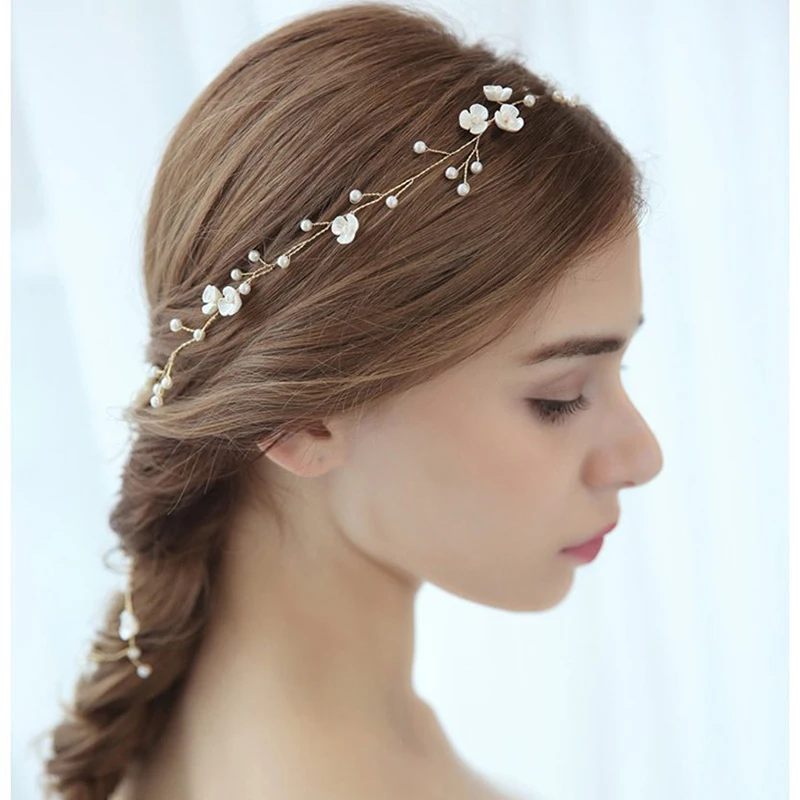 Fashion Wedding Accessories For Bride Handmade Wedding Headdress Floral Pearl Hair Accessories Hairpin Ornaments