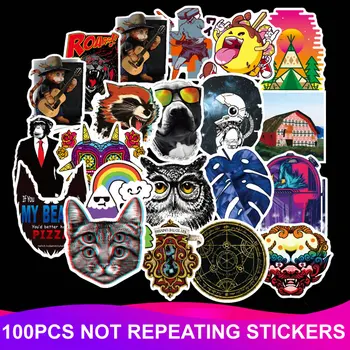 

100pcs/Pack PVC Waterproof Kawaii Animal Cat Funny Stickers Laptop Suitcase Motorcycle Phone Graffiti Sticker Kids Classic Toy