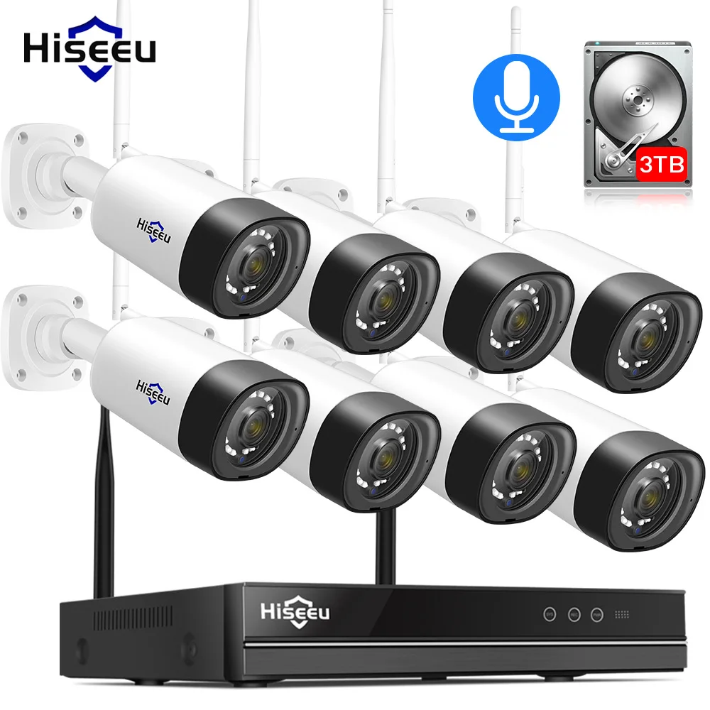  H.265 2MP 8CH Wireless Audio CCTV Security Outdoor IP Camera System NVR Kit 1080P 1T 3T HDD App Vie - 32602677499