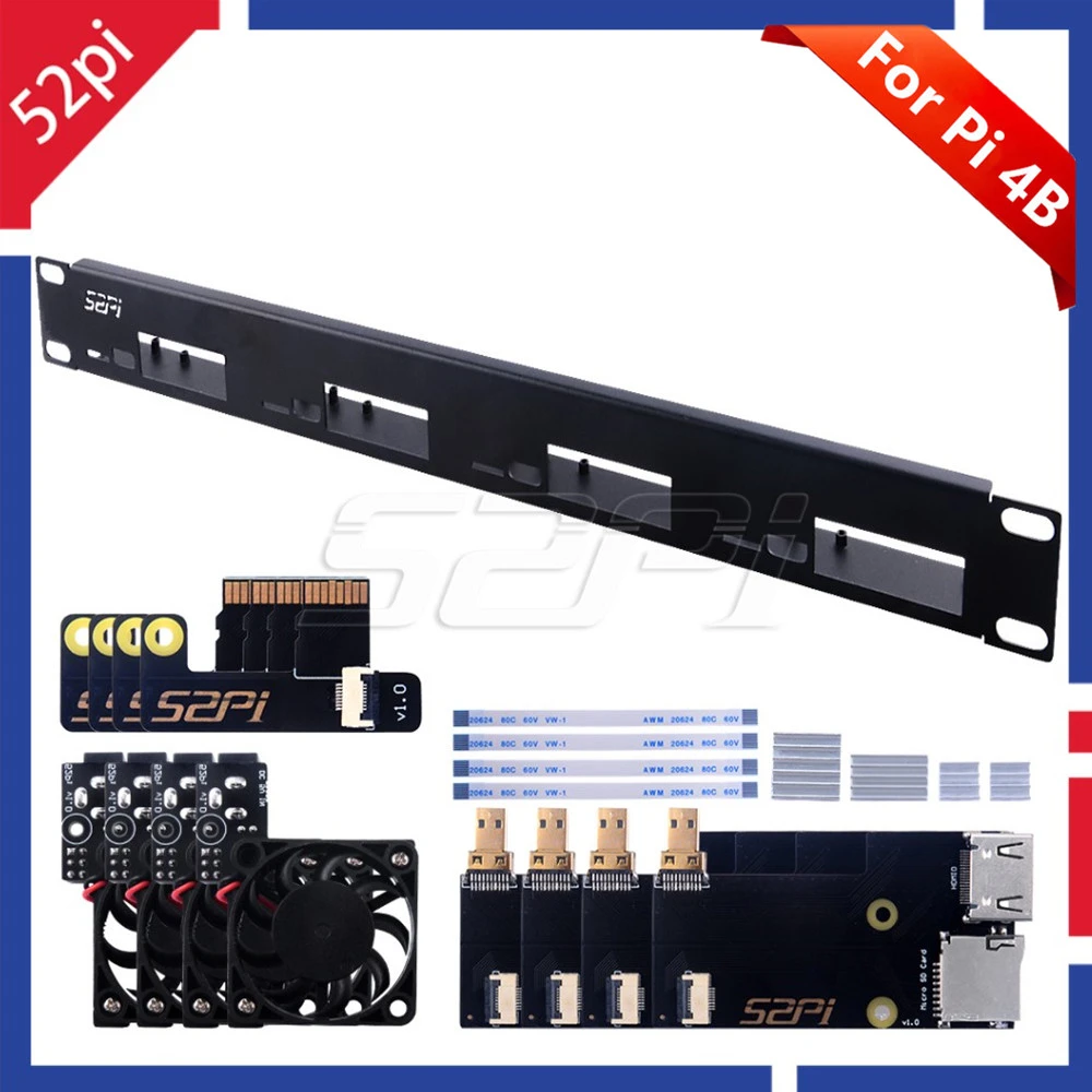 1u Rack For Raspberry Pi 4b Clusters Steel Bracket Rackmount Micro Hdmi ...