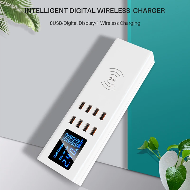new wireless 8 port usb charger universal for iphone Pro11 Huawei Xiaomi led display power adapter charging socket hub | Мобильные