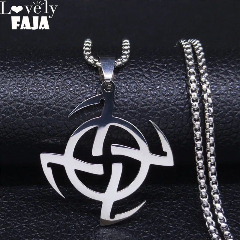 Cosmic Fylfot Edelstahl Statement-Anhänger Halskette für Männer und Frauen Silberfarbene Halsketten Schmuck Chaine Homme ZZZ3621S03