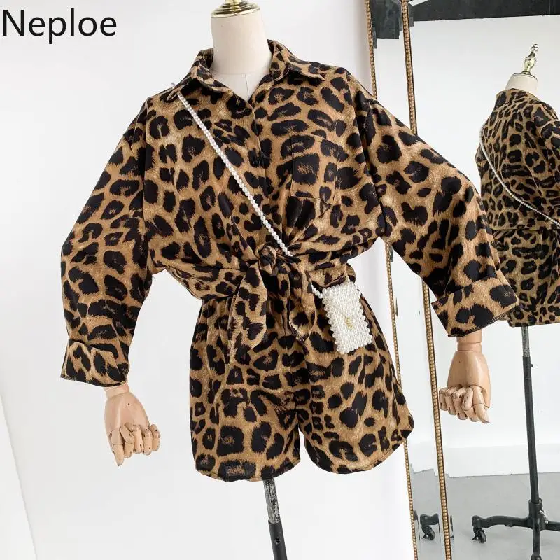 Neploe конъюнкт де Mujer свободного кроя с леопардовым принтом Lece рубашка Высокая