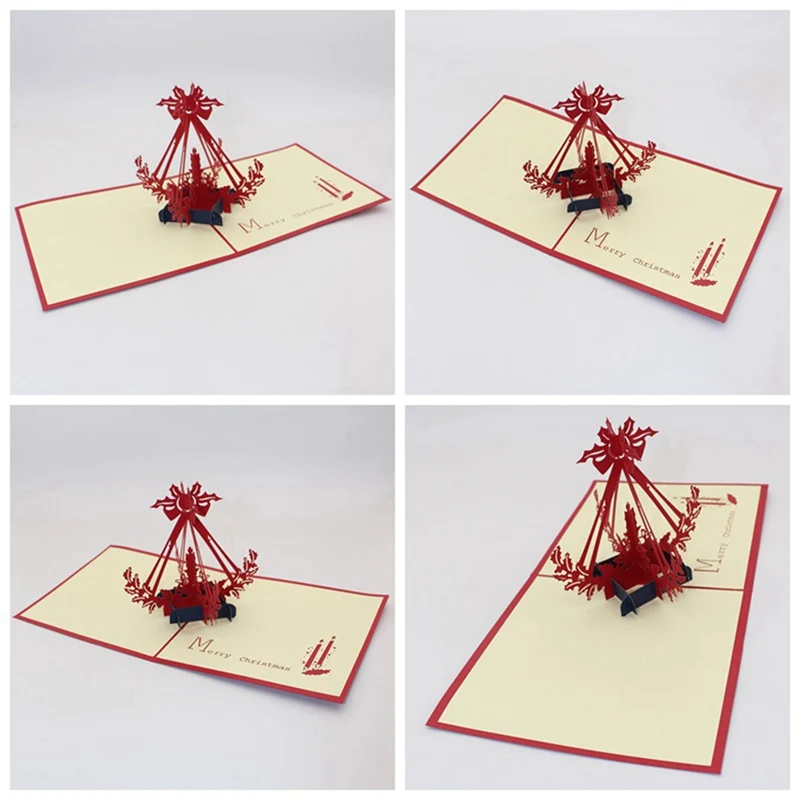 1 комплект год лампы в форме свечи карты/3D pop up поздравительная открытка/Рождество вечерние приглашения