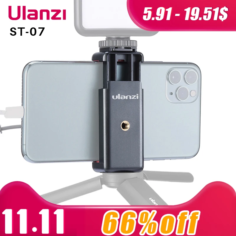 

Ulanzi ST-07 Cold Shoe Phone Mount Holder Extend Cold Shoe for Vlog Microphone LED Light Vlog Tripod Phone Mount