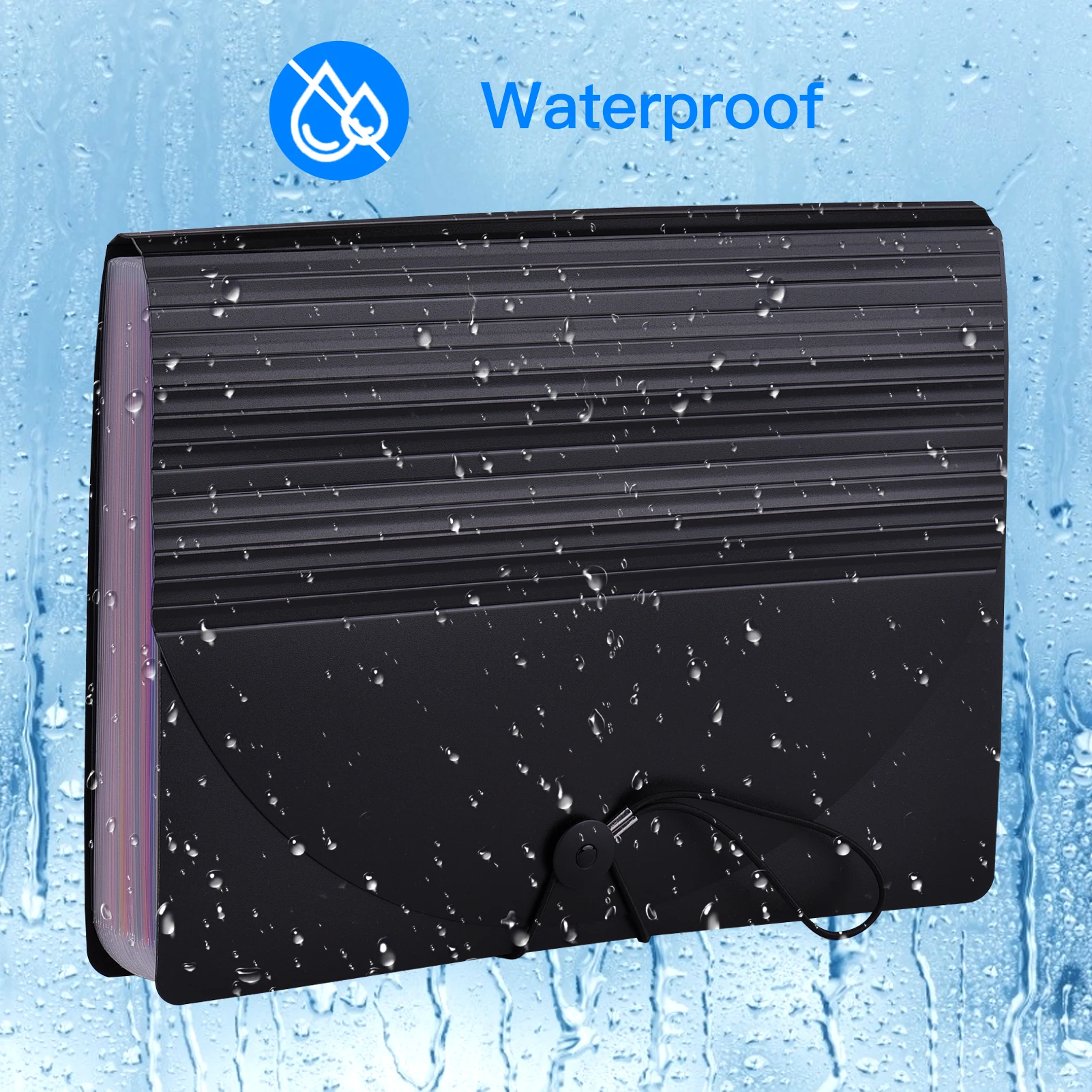 24 Pockets Expanding File Folder with Cover Accordian File Organizer A4 Letter Size Document Organizer Rainbow Color for School