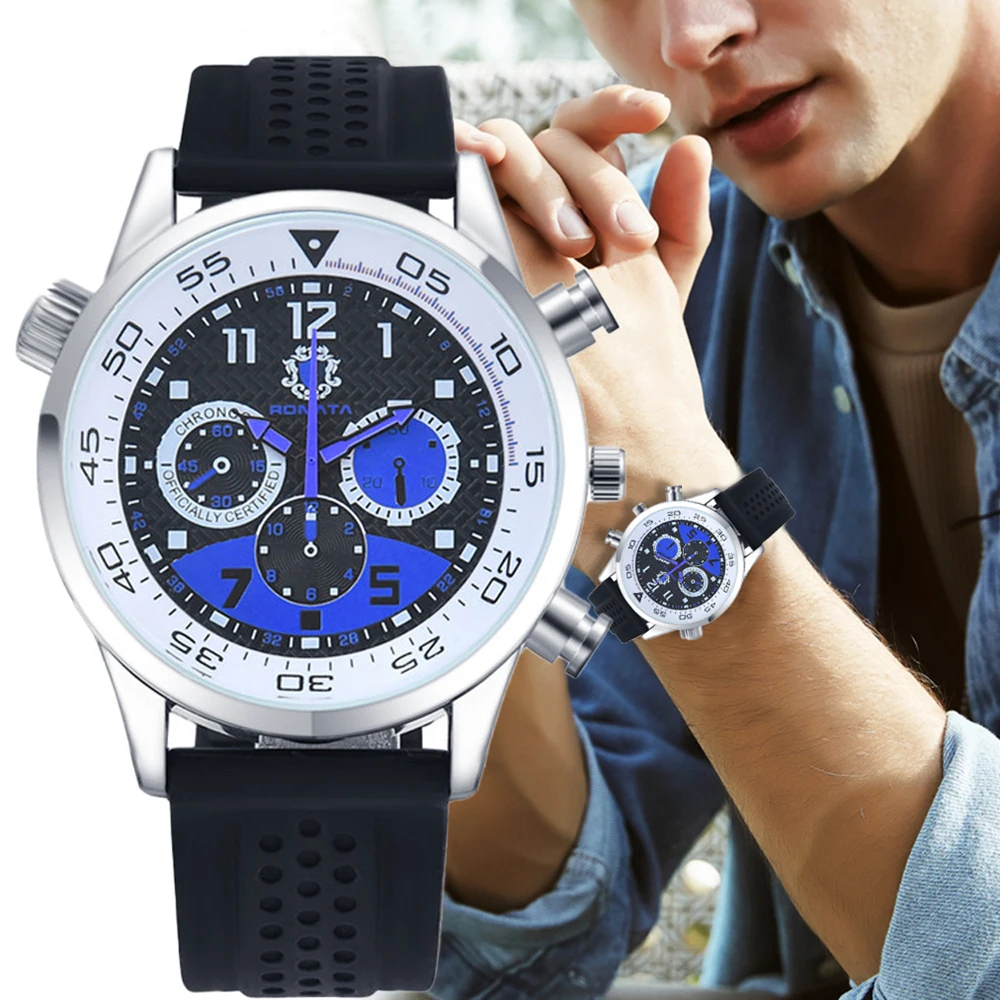 Men's Watches Three-eye design 2021 Top Luxury Brand Fashion Quartz Men Watch  Men Silica gel Strap Wristwatch Relogio Masculino size 135x85x3mm uv fused silica quartz glass plate jgs2