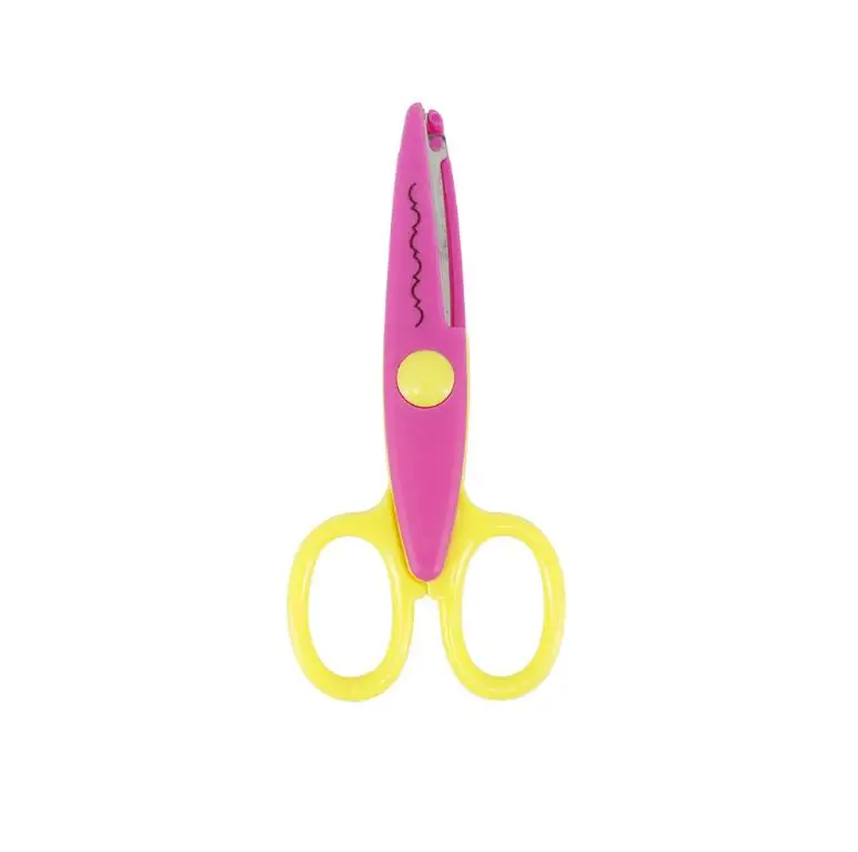1 шт., металлические и пластиковые ножницы для рукоделия, скрапбукинга, Цветные Ножницы для украшения дневника, безопасные ножницы для шитья - Цвет: yellow and pink