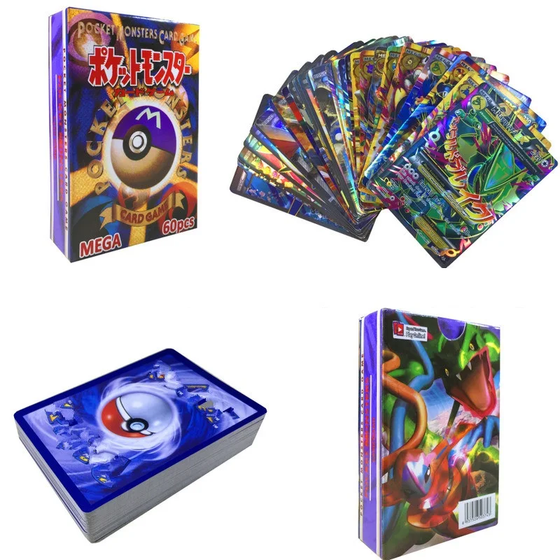 200 шт GX EX MEGA Shining carte карточные игры битва карт без повторения Пикачу карточная игра для детей игрушка - Цвет: 60pcs MEGA no repeat