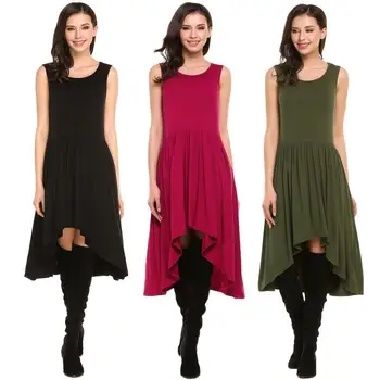 

Madam clothing OWLPRINCESS 2019 women's contracted sleeveless knitting dress irregular dress