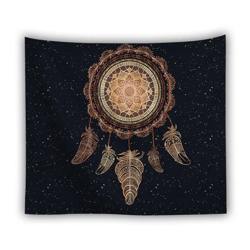 Hanging Cloth Feather Mandala Background Wall Bedroom Decoration Tapestry Dream Catching Net Large Live Photo - Цвет: 02