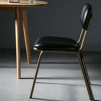 

LOFT industrial style small chair simple American retro iron home leather dining chair light luxury ins net red back stool
