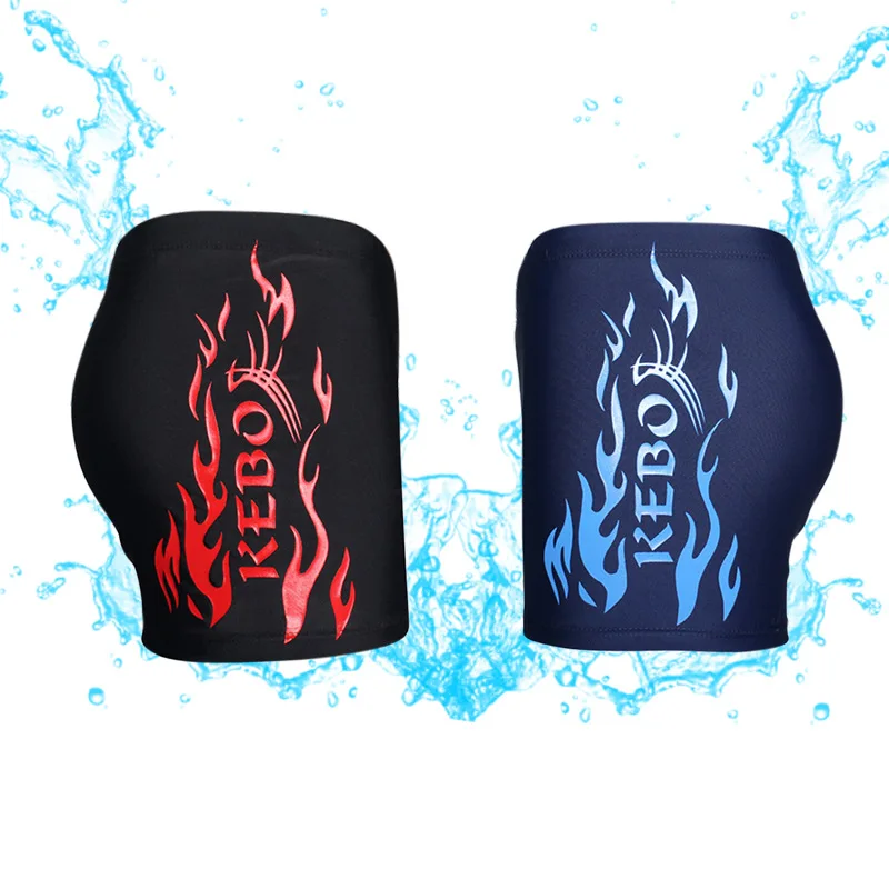 

New Style Men Swimwear Quick-Dry Breathable Flame Printed Swimming Trunks Capping Boxer Boardshort Beach Shorts Hot Springs Pant