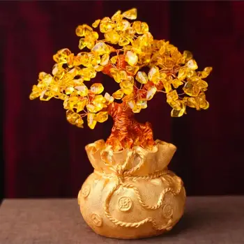 

Natural topaz bag Fortune tree creative home furnishing opening gift decorations