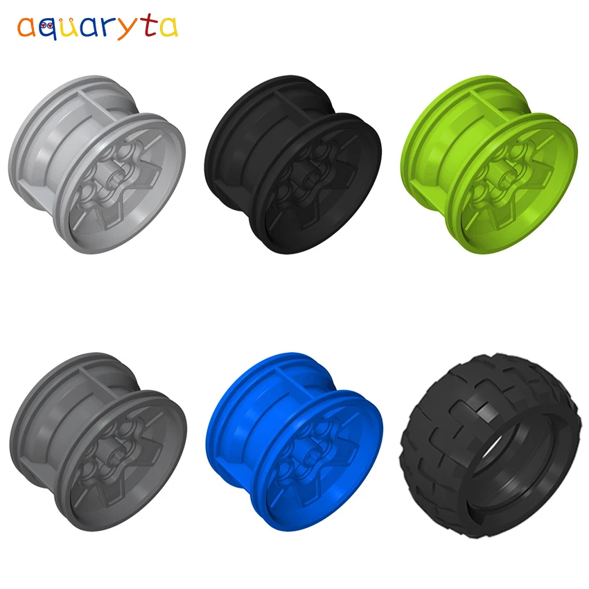 

AQUARYTA 4pcs Technology Building Blocks 43.2x26mm Wheel Hub and 68.7x34 Tire Compatible 56908 61480 DIY Assembles Toys for Teen