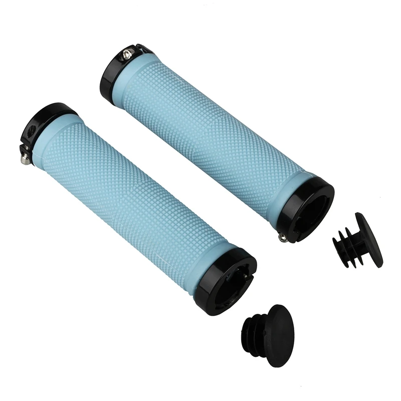 

Double Road Mountain MTB BMx Bike Cycle Bicycle Lock on Locking Handlebar Grips - Blue