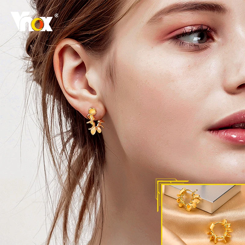 Металлические серьги Vnox золотого цвета для женщин изящные витые серьги-клипсы