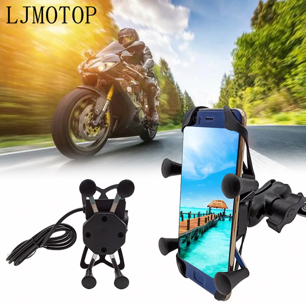 Металлический держатель для телефона на руль мотоцикла + USB Любой смартфон kawasaki
