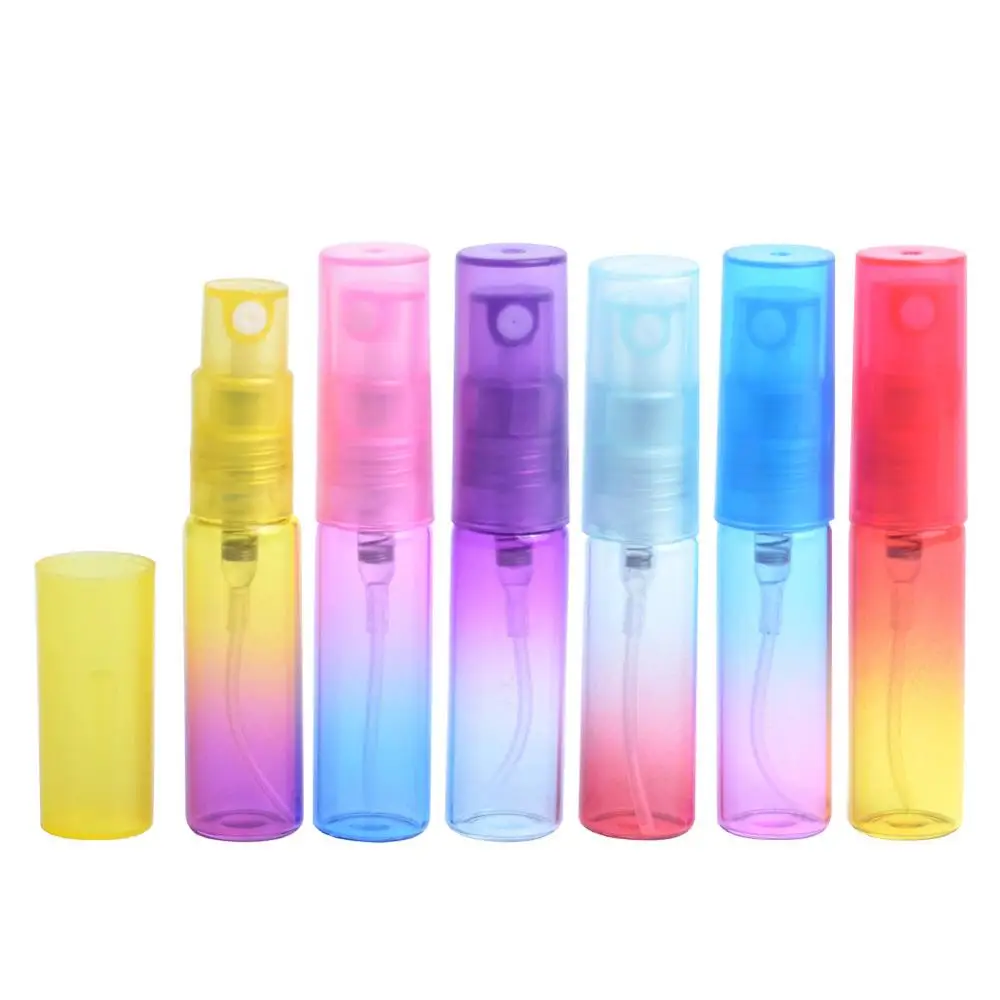 

6Pcs/Lot 5ml rainbow Mini Portable Glass Perfume Bottle With Atomizer Empty Cosmetic Containers For Travel