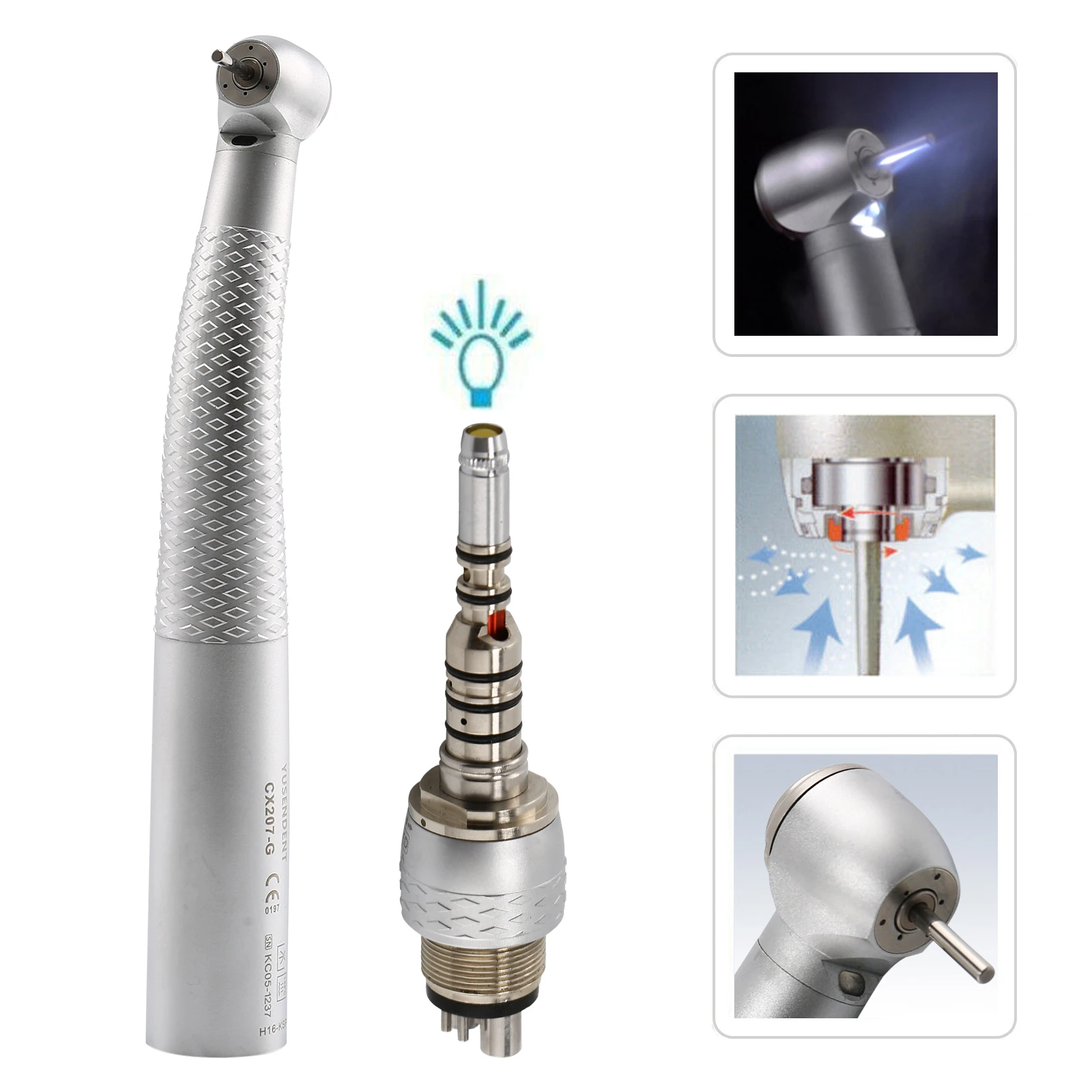 

KAVO Style Dental 6 Hole LED handpiece with Coupler Cartridge Fiber Optic Standard Head Four water spray Push Button Type GK