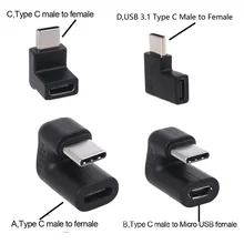 Ângulo direito 90 graus usb 3.1 tipo c macho para fêmea usb c conversor adaptador para celular tablet portátil usb c carregador x6hb