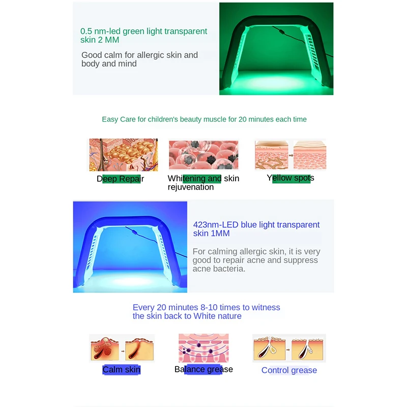  LED Mask For Face 4/7Colors Light Therapy Spa Acne Remover Skin Rejuvenation Whitening Oil Control  - 4000450035473