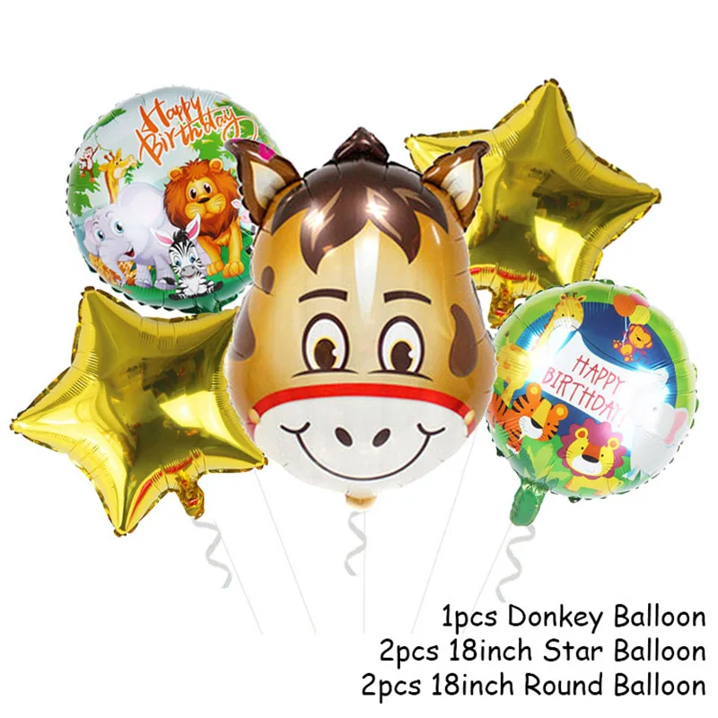 Animal Ballon Set 5 WEIGAO животные Лев зебра жираф фольгированные шары джунгли вечерние бумажная тарелка на день рождения чашка торт топперы для детей сафари подарок на день рождения - Цвет: Animal Ballon Set 5