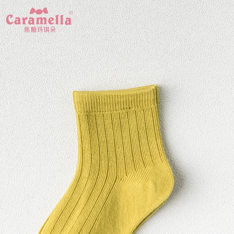 Caramella/Хлопковые носки для малышей; сезон весна-лето; Мягкие короткие детские носки для девочек и мальчиков; мягкие Чулочные изделия; модные однотонные детские носки