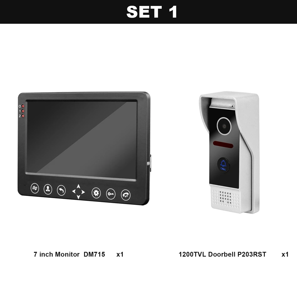 SET 1 Система видеодомофона HomeFong 1200TVL, широкий угол, поддержка движения, запись для системы безопасности дома, дверной звонок, камера - Цвет: SET 1
