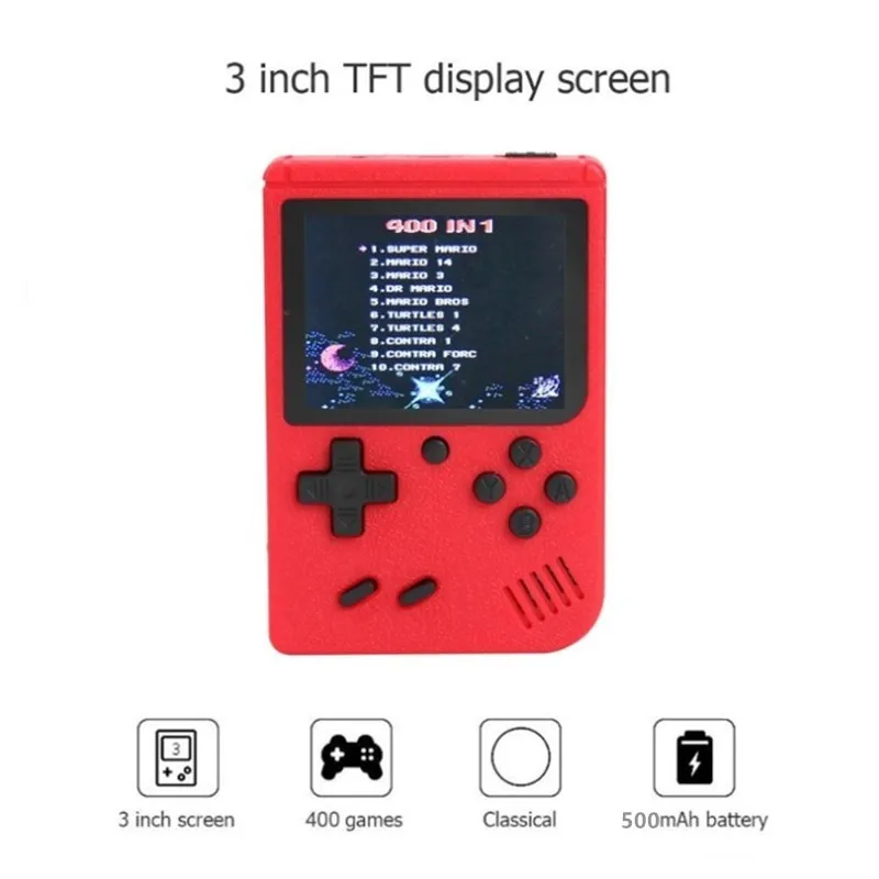 

400 in 1 Retro Video Game Console Portatil Handheld 3.0 inch Color Screen 8 Bit Pocket Player for Kids