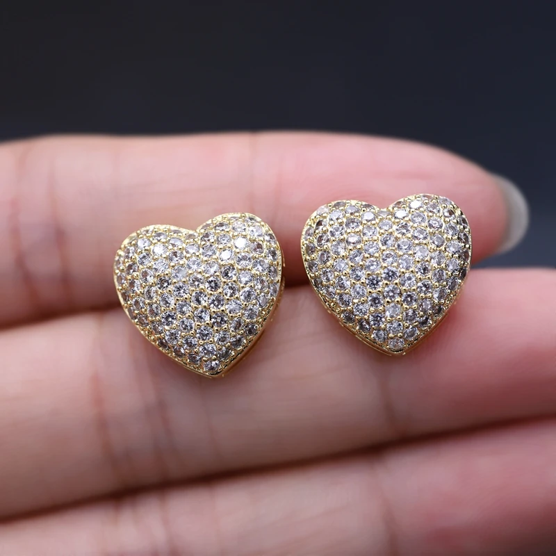 Luxury Love Heart Shape Stud Earrings For Women Pave Micro Cubic Zirconia Stone Bling Gold Color Earring Wedding Fashion Jewelry Stud Earrings Aliexpress