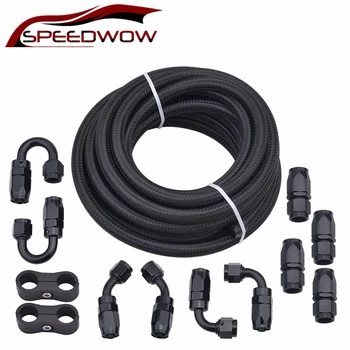 

SPEEDWOW 20Ft 10AN AN10 Stainless Steel & Nylon Braide Oil Gas Fuel Hose + 10Pcs AN10 Hose End Ftting Adapter Oil Hose Kit