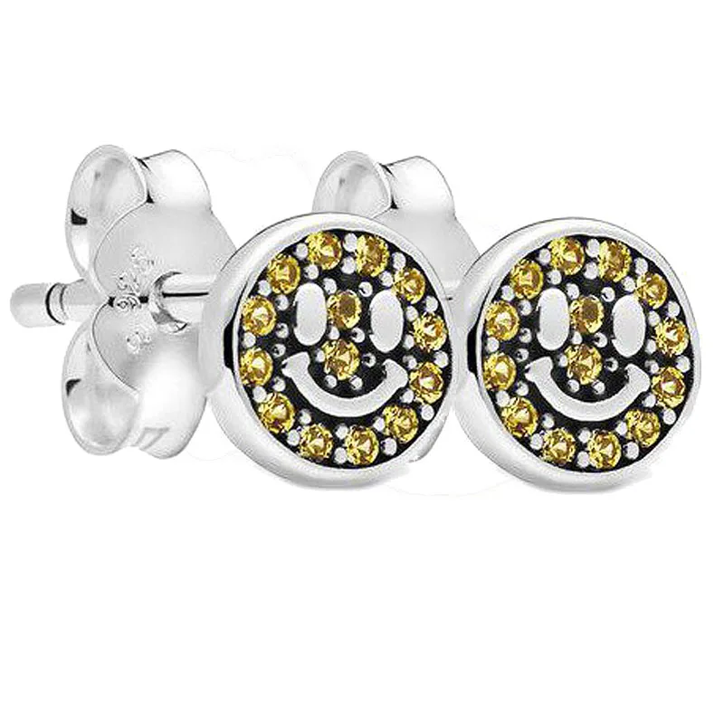 

New Me Collection My Smile Stud Earrings With Crystal For Women 925 Sterling Silver Earring Gift DIY Europe Jewelry