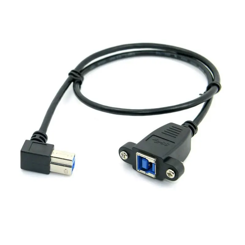 

NEW-40cm USB 3.0 Back Panel Mount B Type Female to Right Angled 90 Degree B Type Male Extension Cable