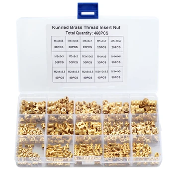 

460Pcs M2 M3 M4 M5 Brass Insert Nut Injection Molding Brass Knurled Thread Inserts Nuts