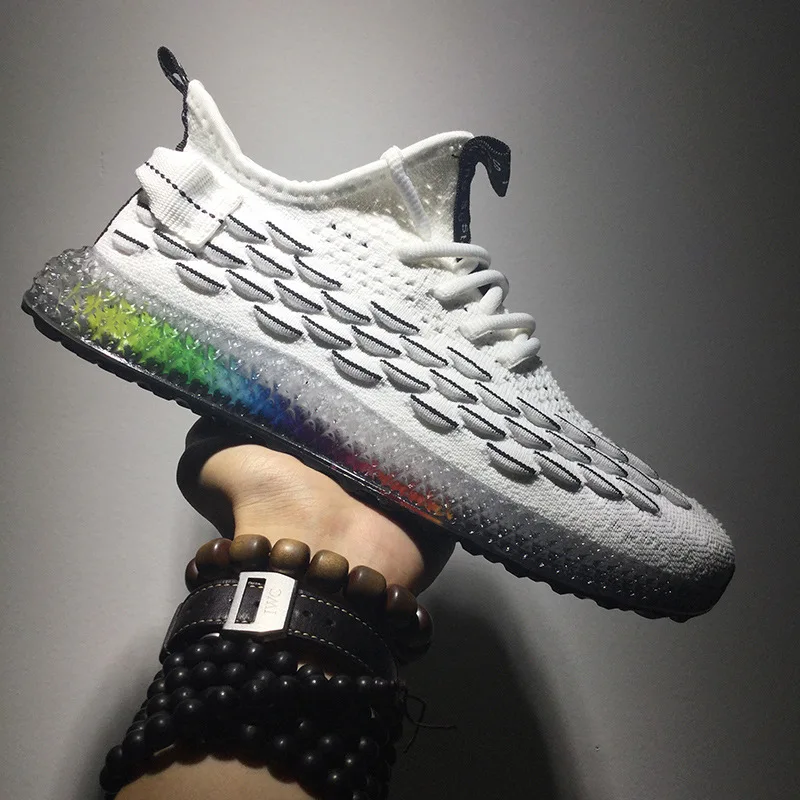 

Douyin Hot Selling Summer 4D Print Jelly End Casual Running Shoes Men's Athletic Shoes Flying Woven Shoes Men's Coconut Shoes