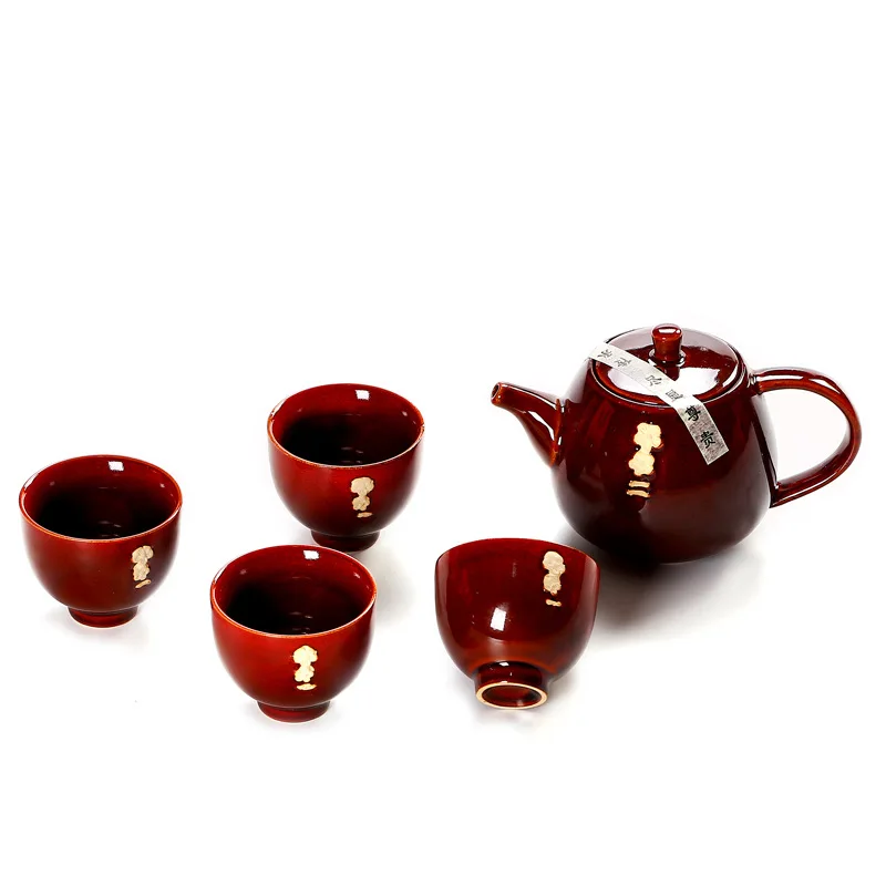

Build Light Relief Ware Tea Set Kiln Baked Kung Fu Tea Set Ceramic Gift Top Grade Gift Box Souvenir Customizable