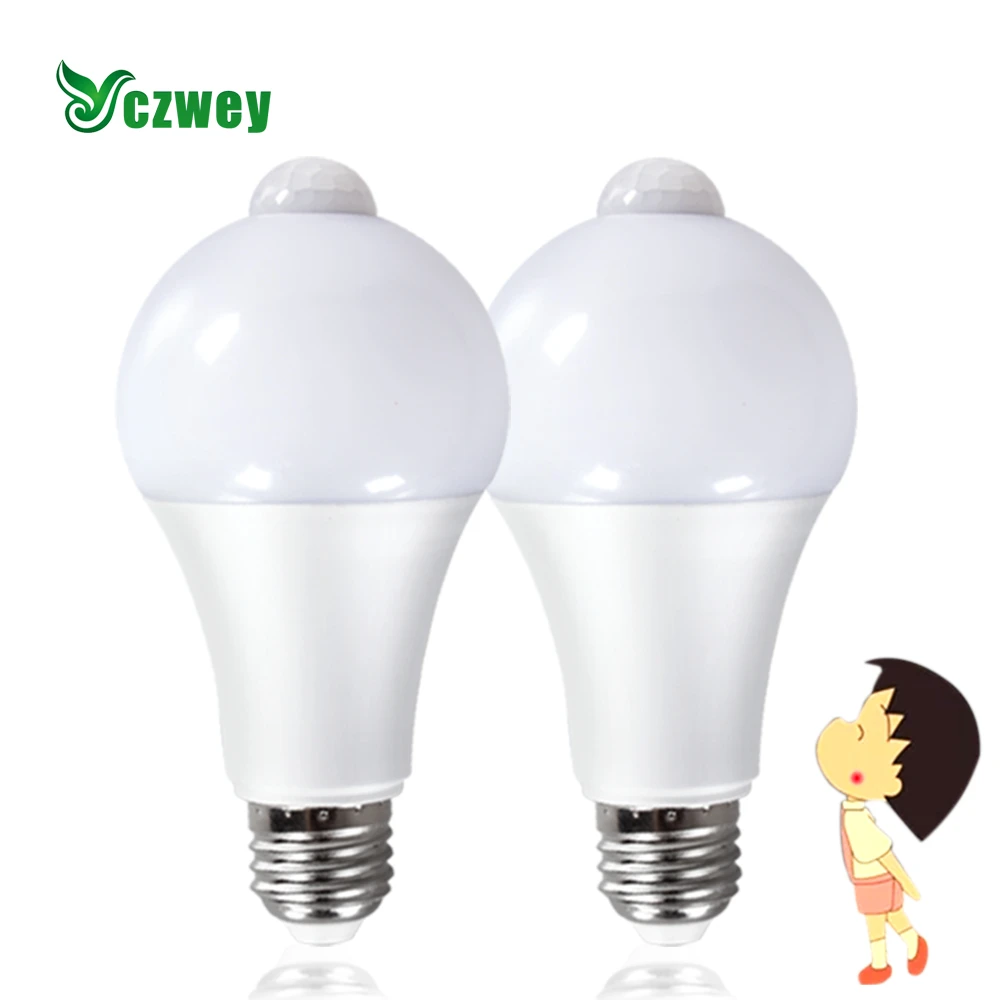 18W 15W 12W 9W LED motion sensor light E27 universal safety night light energy-saving PIRLED bulbs for toilets Corridors Garages childrens night lights