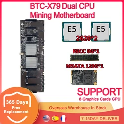 Carte mère 8 PCIE 16X DDR3 BTC X79, double processeur 2011, espacement des broches 65mm, prise en charge des graphiques 3060, pour plate forme Btc Eth Zec 
