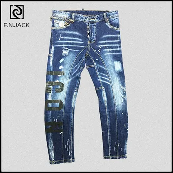 

F.N.JACK New Arrival Men jeans Ripped jeans for men Vintage mens clothing Stylish Moto&Biker Slim Fit Zipper Fly Denim Pants