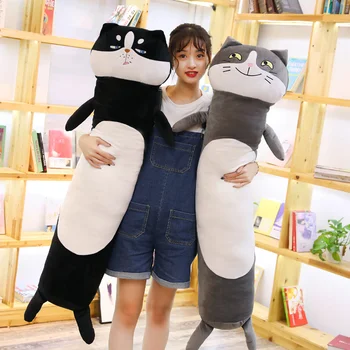 

90/140cm Kawaii Plush Cat Husky Shiba Inu Pig Toys Stuffed Animals Plush Long Pillow Office Lunch Break Nap Sleeping Pillows