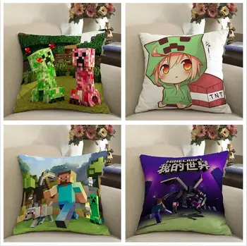 

Minecrafted Figures Soft Cushion Cover Decorative Pillows Throw Pillow Case Soft Cartoon Luxury Home Decor Living Room Sofa Seat