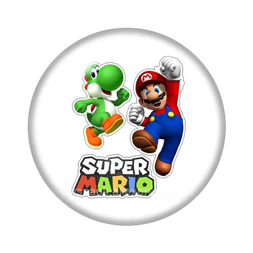 Game super mario 18mm snap buttons 10pcs mixed round photo glass cabochon style for snap button jewelry 